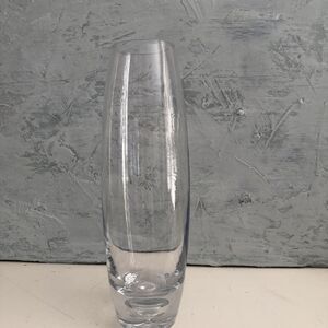 Mid Century Modern Hand Blown Art Glass Vase Controlled Bubble Clear MCM Decor